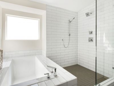 Open Walk-in Shower with Large Tiles